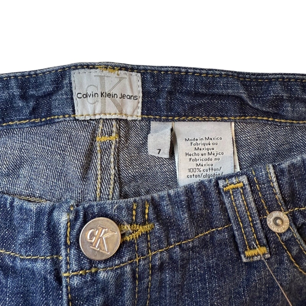 Calvin Klein Low Rise Flare Jeans Y2K Womens 7 Dark Wash Bootcut 32x33 NWT - Picture 6 of 14